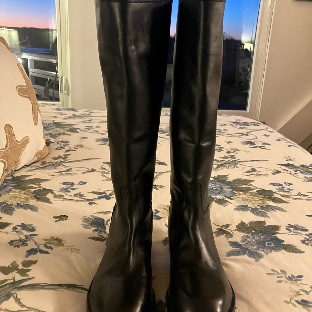 Like New Worn Twice Free People Everly Equestrian Black Boots Size 41 US 10